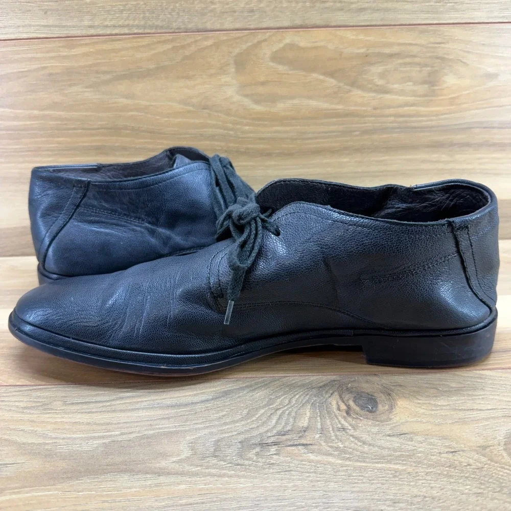John Varvatos Black Leather Chukka Boot Mens 12 M Soft Lace Up Business Casual
